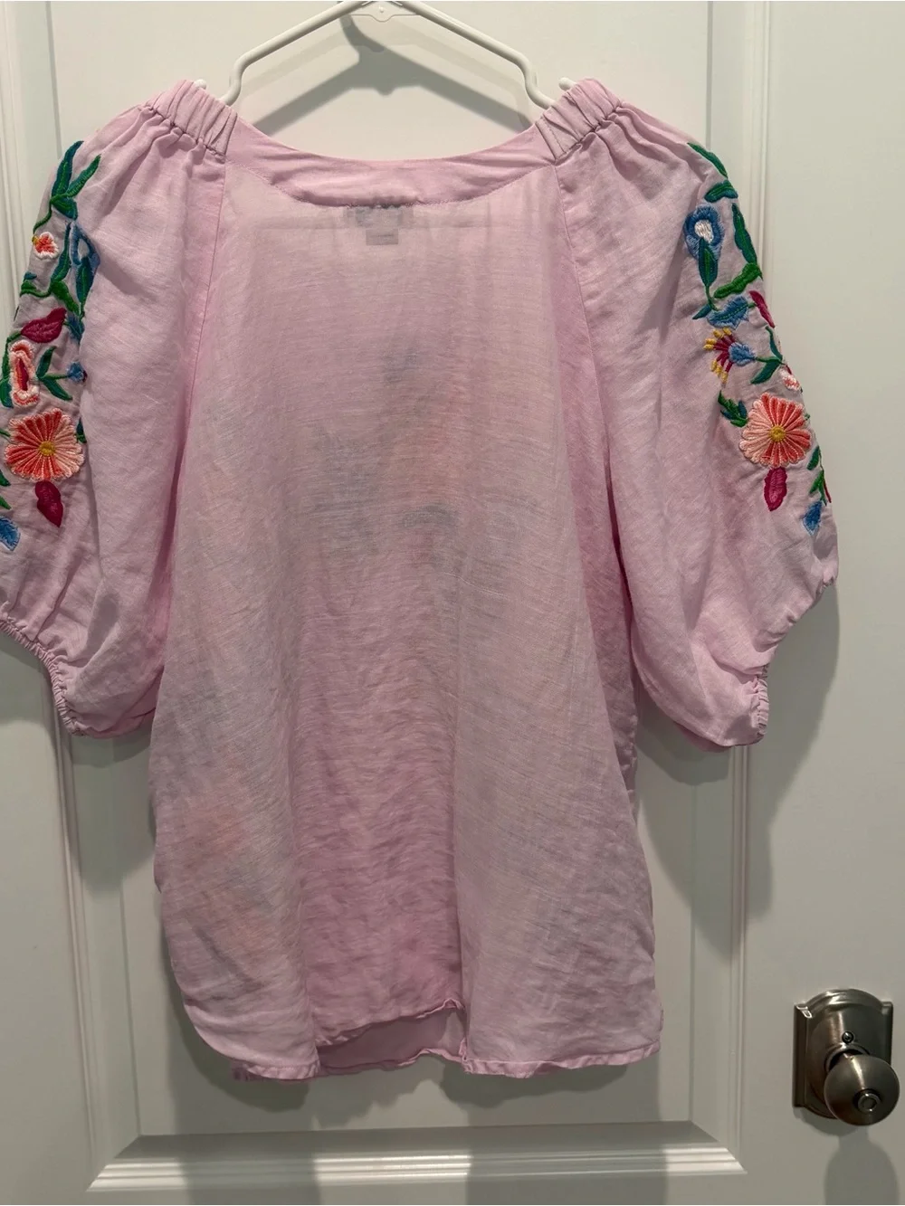 Sundance Catalog Womem’s Embroidered Vallejo Top Blouse Semi Sheer Pink Size M - Picture 6 of 9